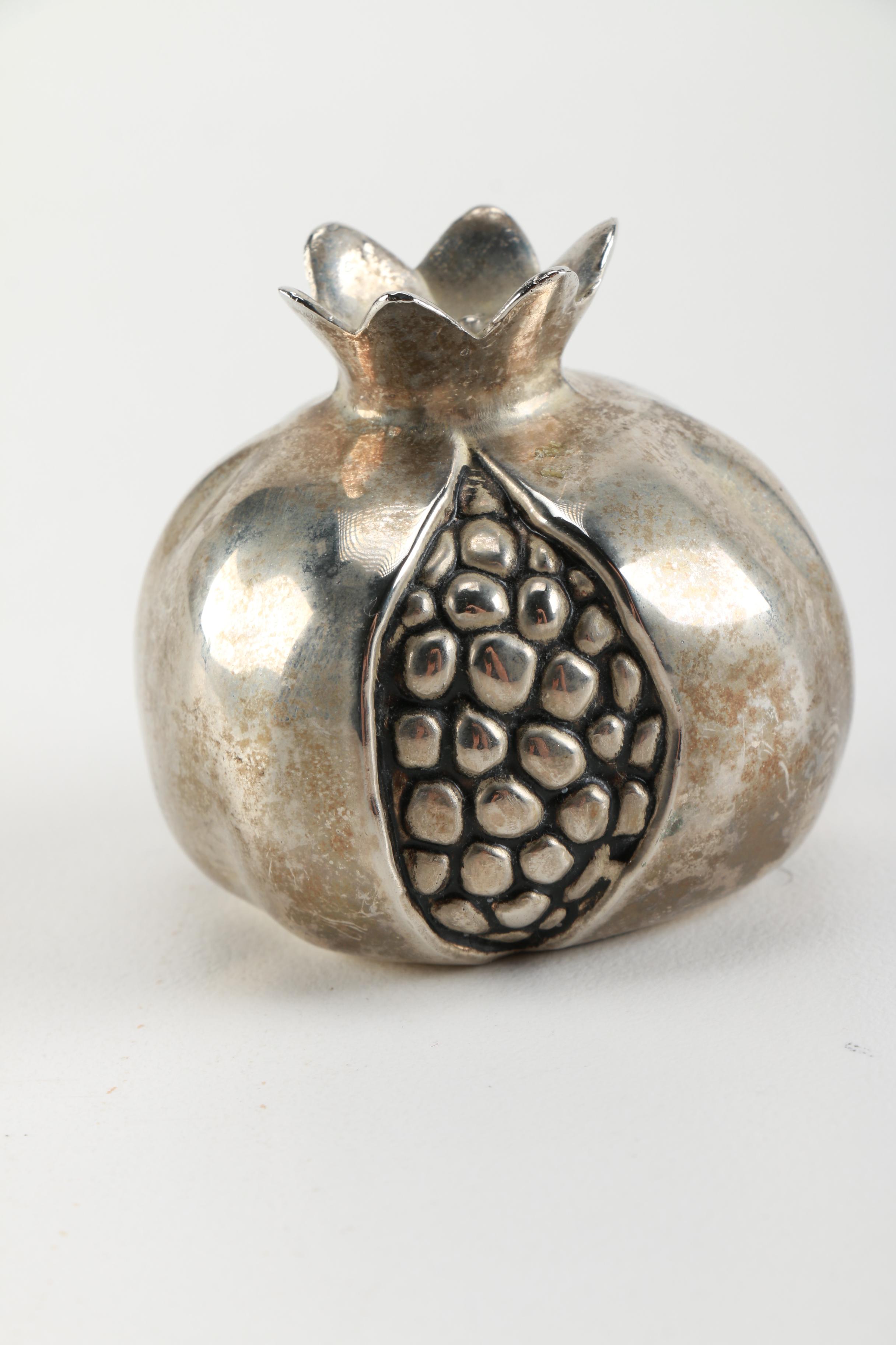 Silea Silver Plate Pomegranate Salt and Pepper Shakers
