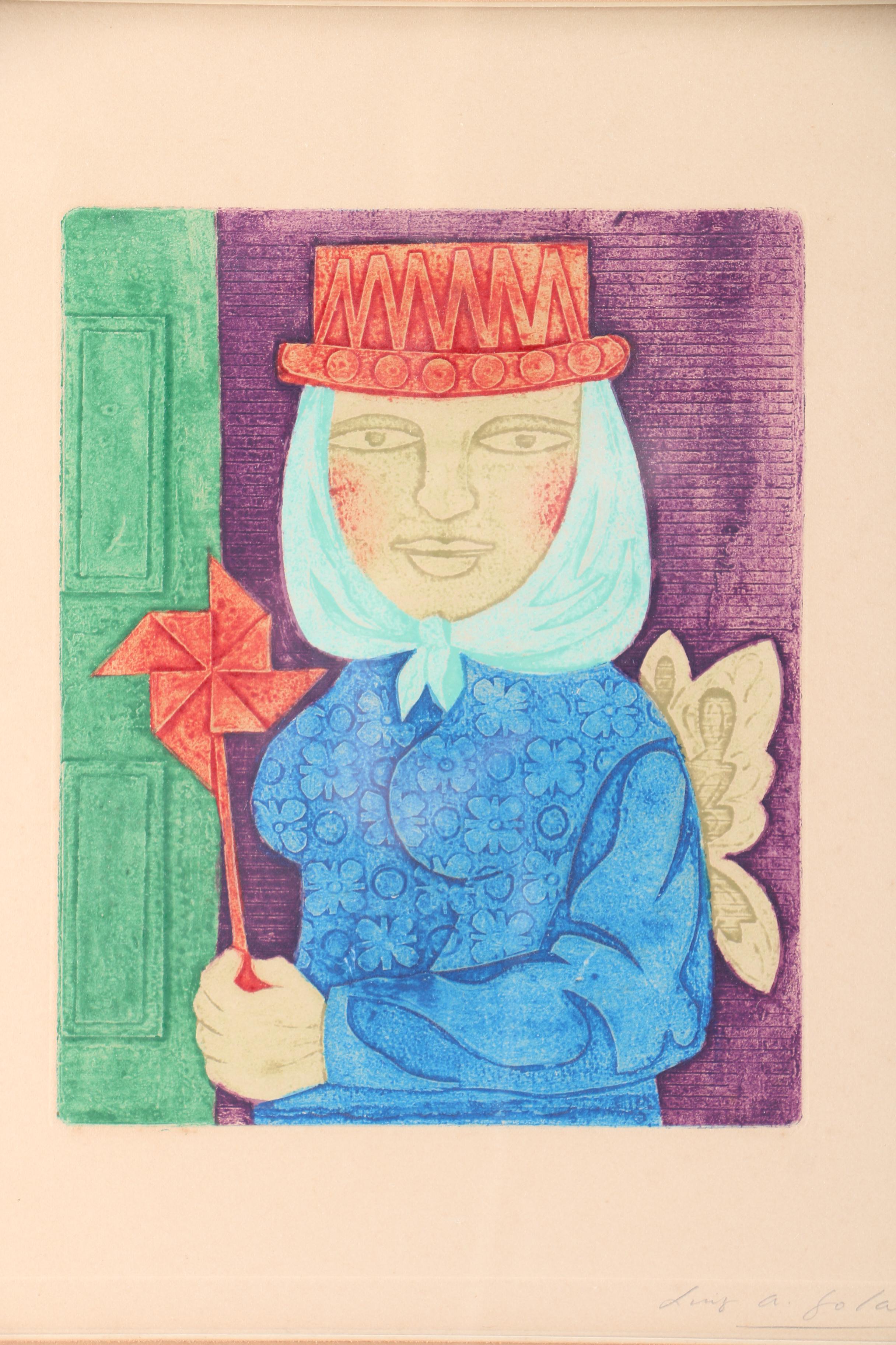 Ling A. Nolan Limited Edition Collograph on Paper Portrait