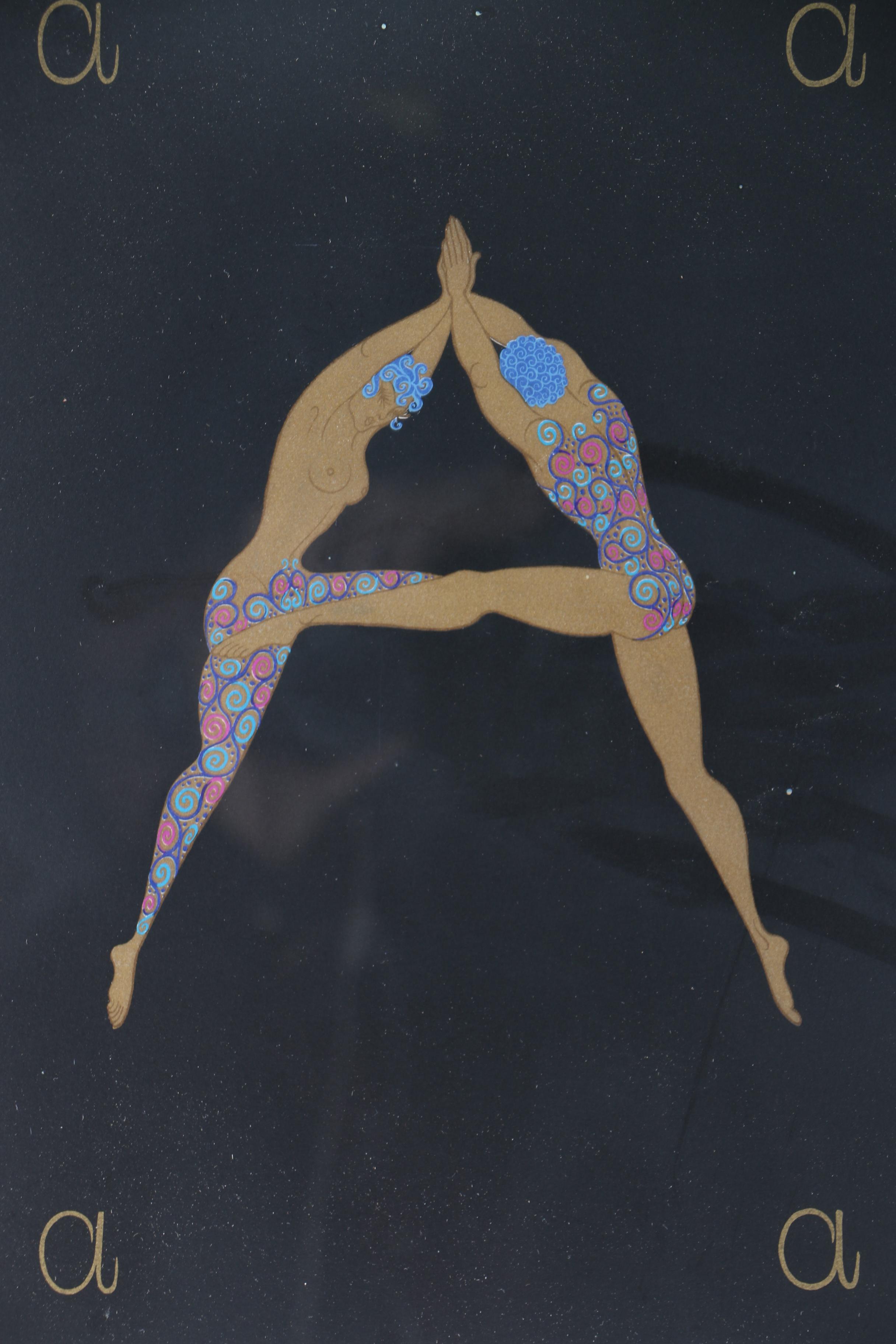 Erte Signed Limited Edition Serigraph on Paper Letter "A" from "The Alphabet Suite"