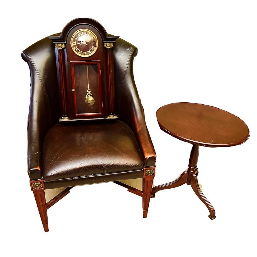 Bombay Company Chair, Accent Table, and Clock
