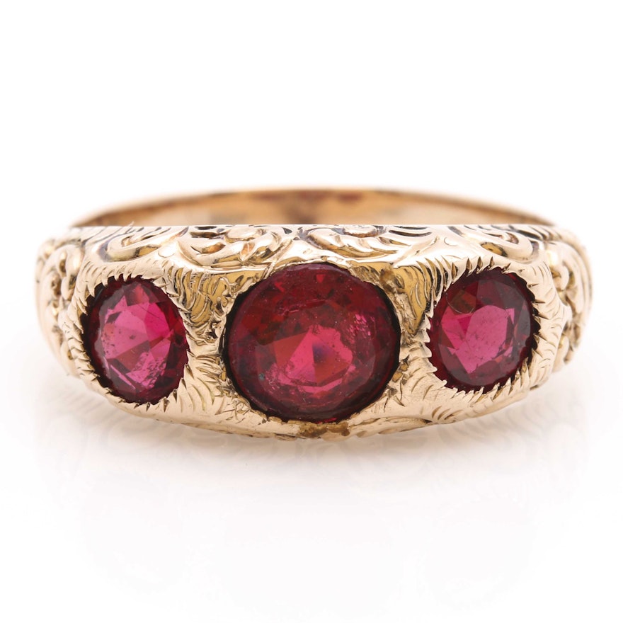 Antique 10K Rose Gold Garnet Ring