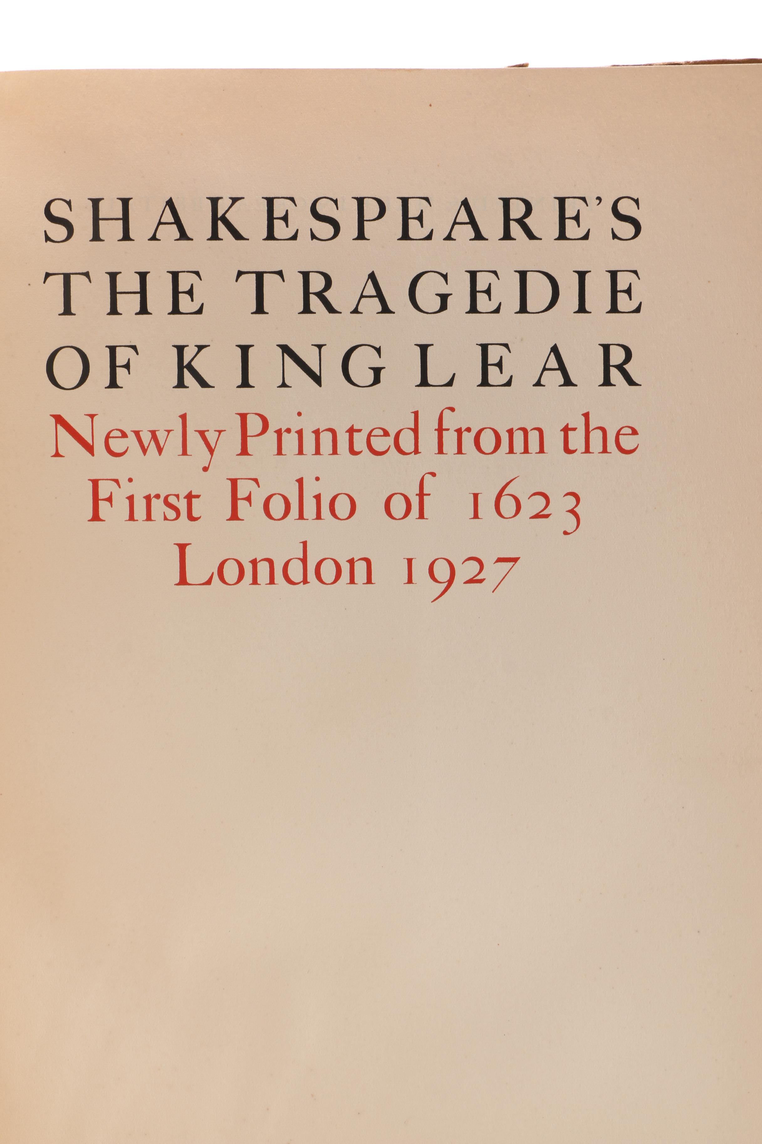 Limited Edition "The Players' Shakespeare The Tragedie of King Lear"