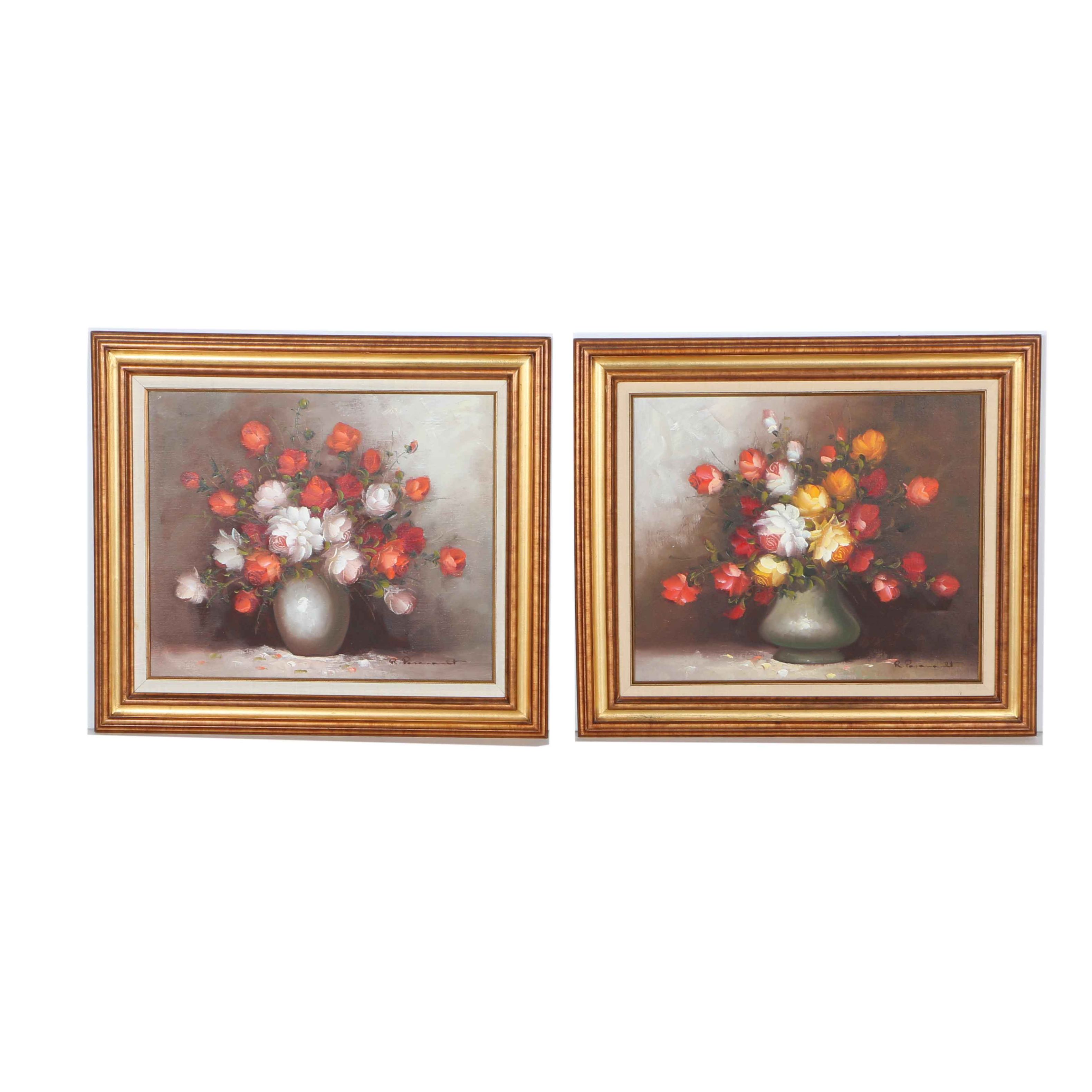 R. Pasanault Signed Original Oil on Canvas Still Life Paintings