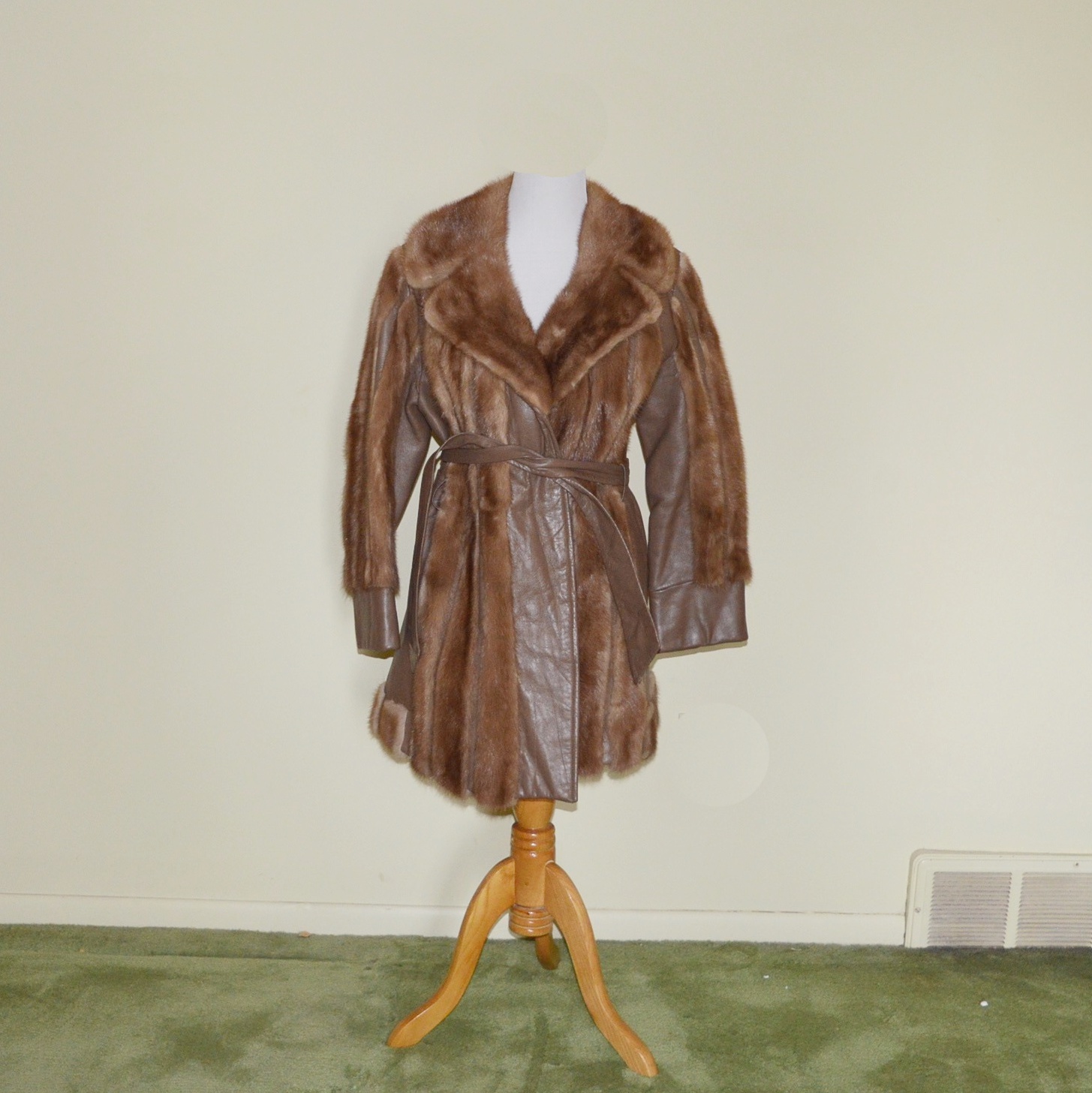 Vintage Leather and Fur Coat