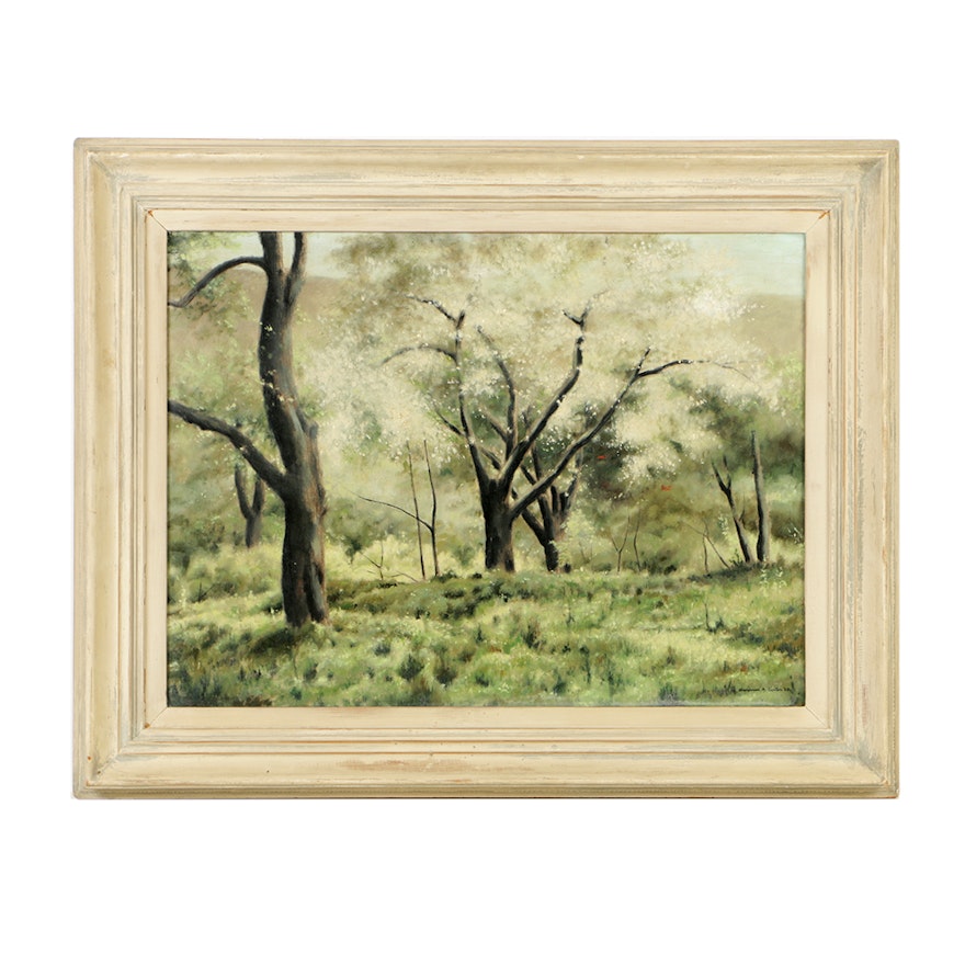 Clarence Holbrook Carter Oil Painting on Canvas "Trees at Bloom"