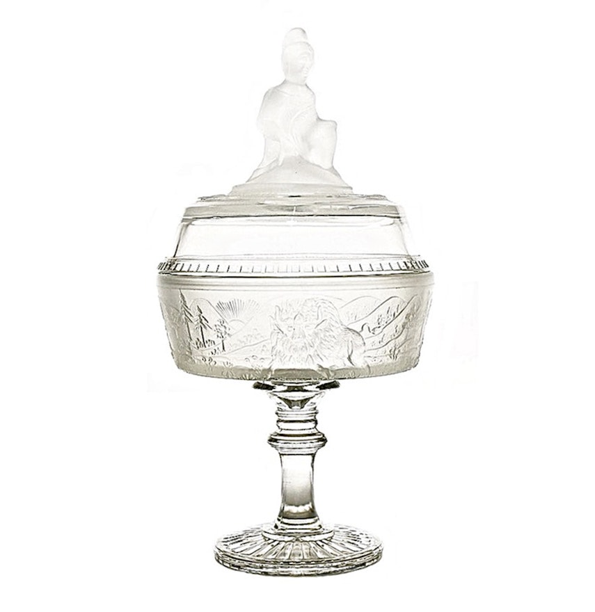 "Westward Ho" Early American Pressed Glass Compote