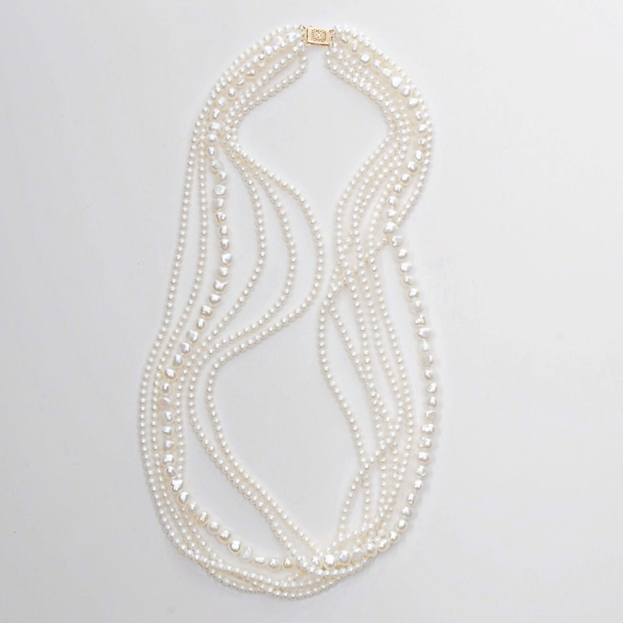 Multi Strand Cultured Pearl Matinee Necklace