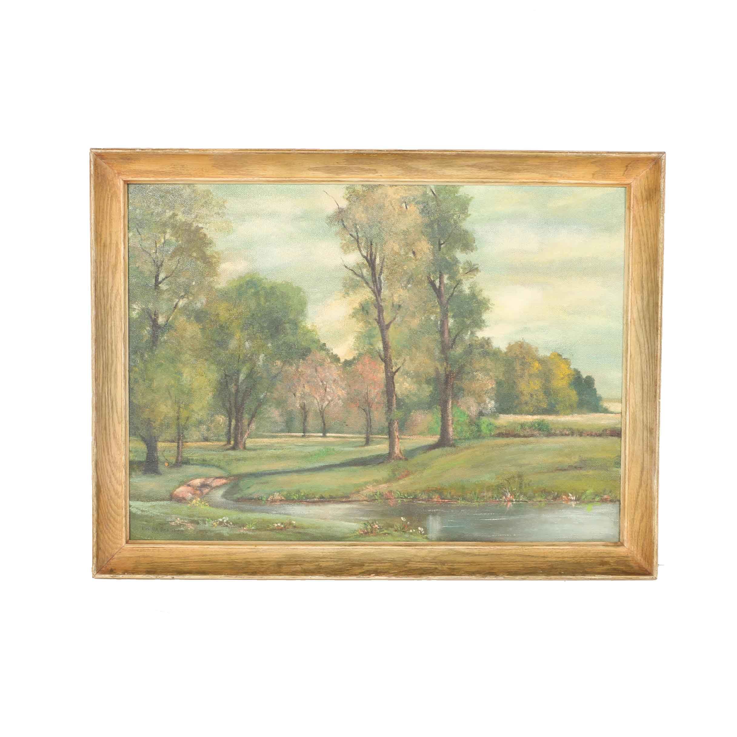 Lucille Bronder Oil Painting on Academy Board of Landscape Scene