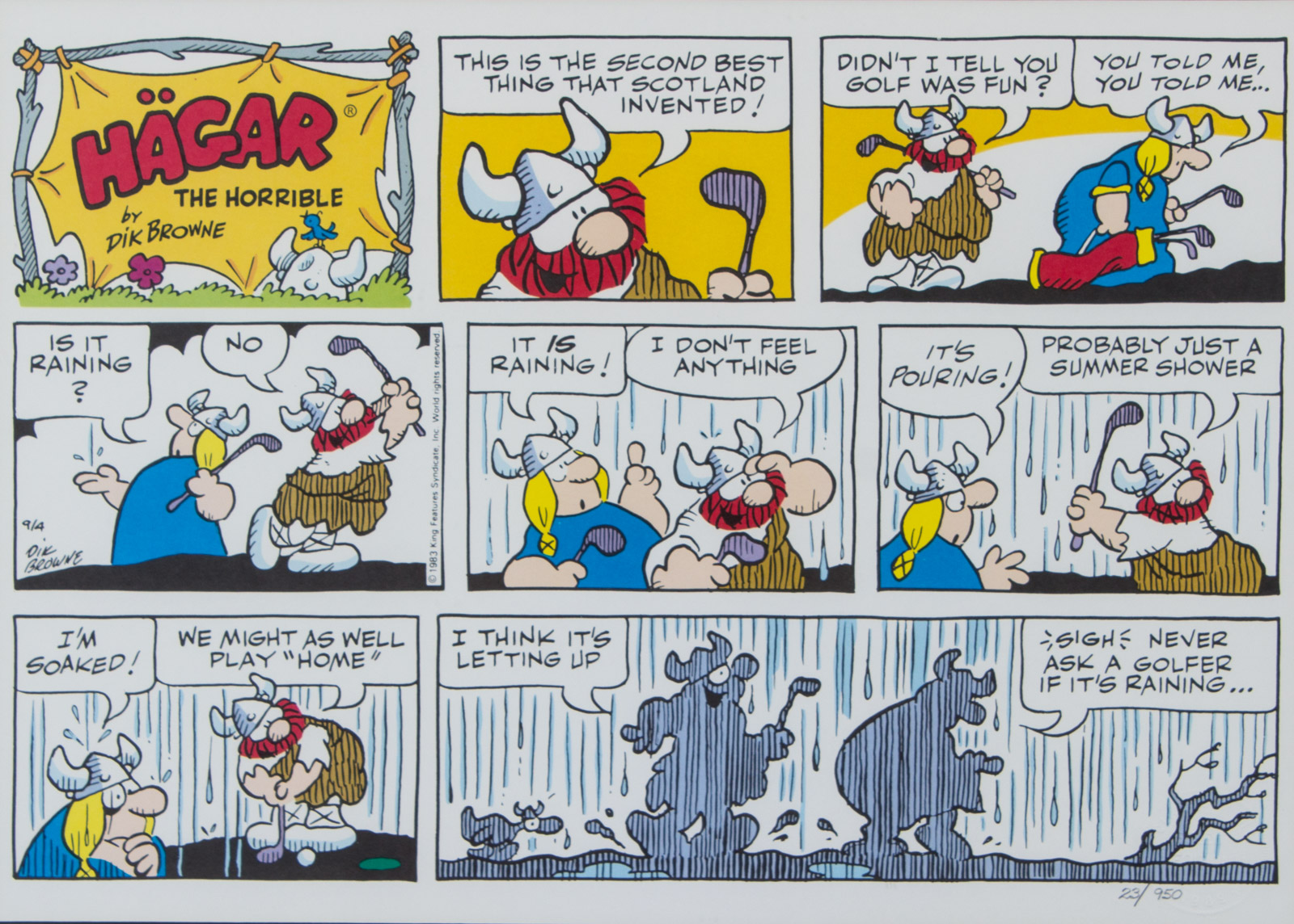 Dik Browne "Hägar The Horrible" Comic Limited Edition Lithograph