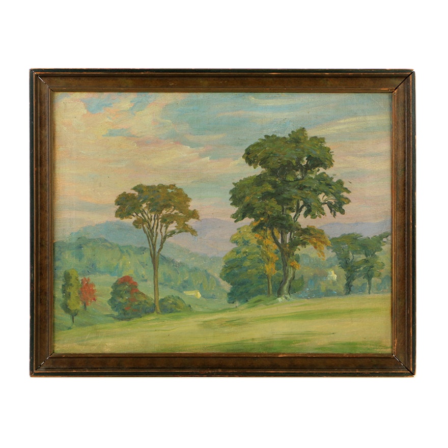Oil Painting on Canvas Landscape of Green Hills