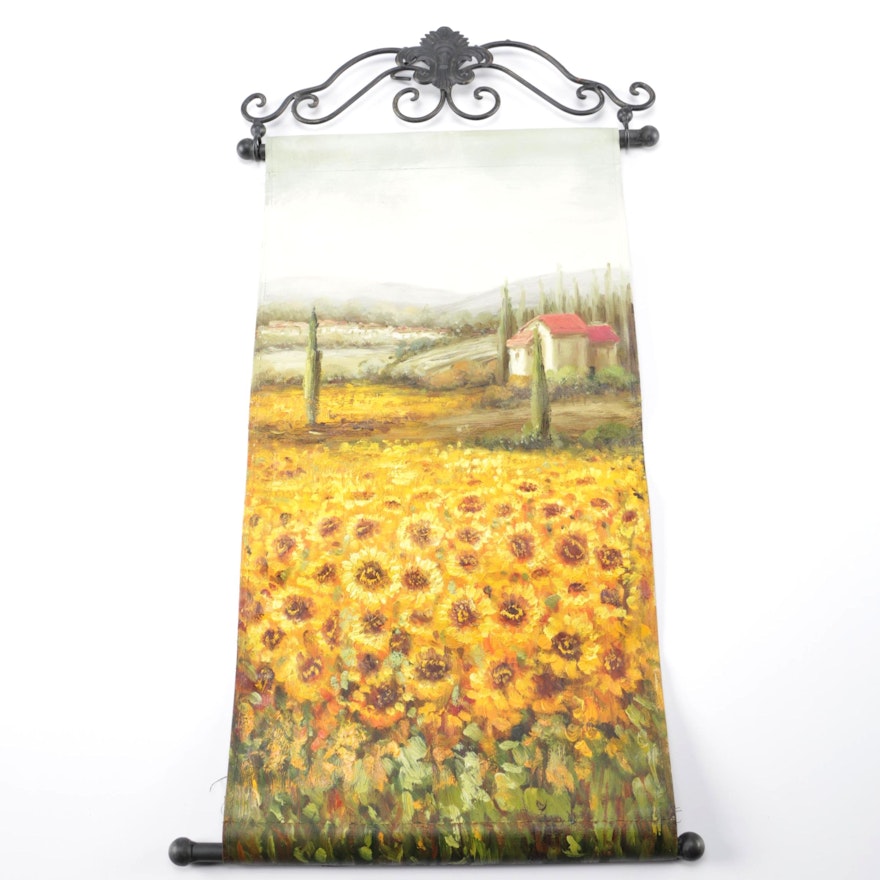 Hand Painted Hanging Tapestry of Sunflowers