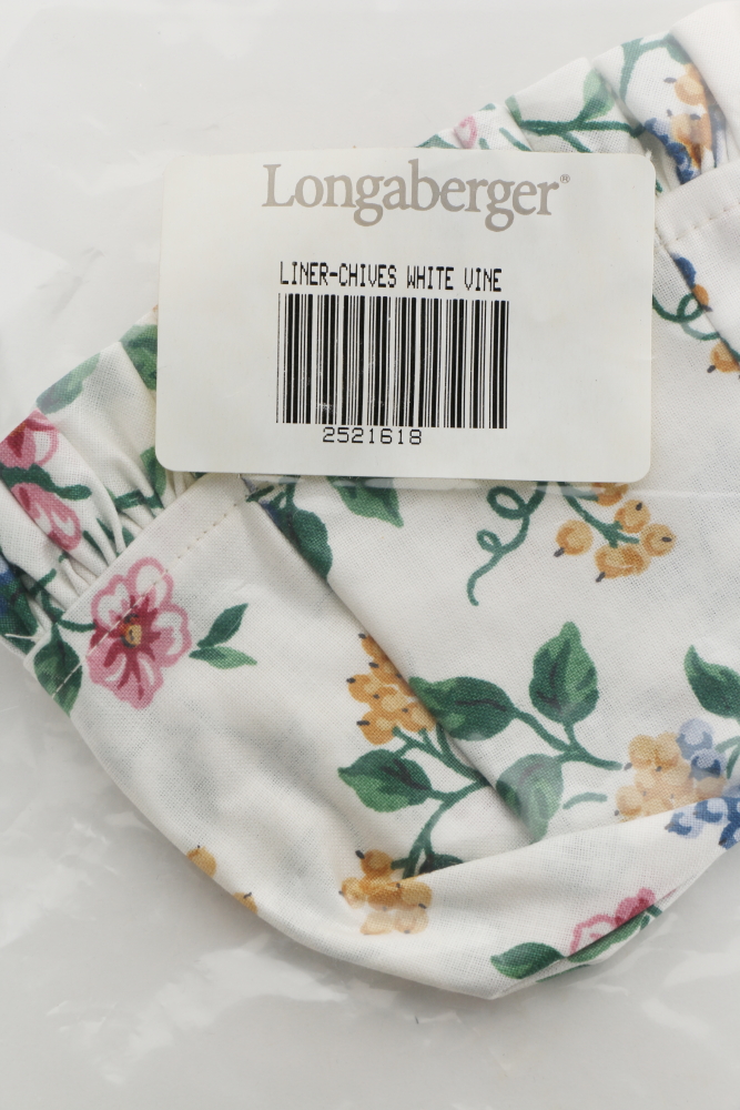 Longaberger Basket Liners Featuring "White Vine" and Mores