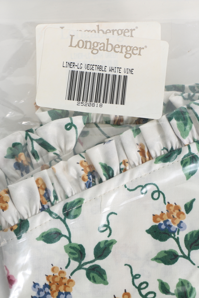 Longaberger Basket Liners Featuring "White Vine" and Mores