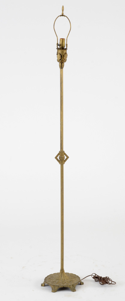 Art Deco Style Brass-Tone Metal Floor Lamp