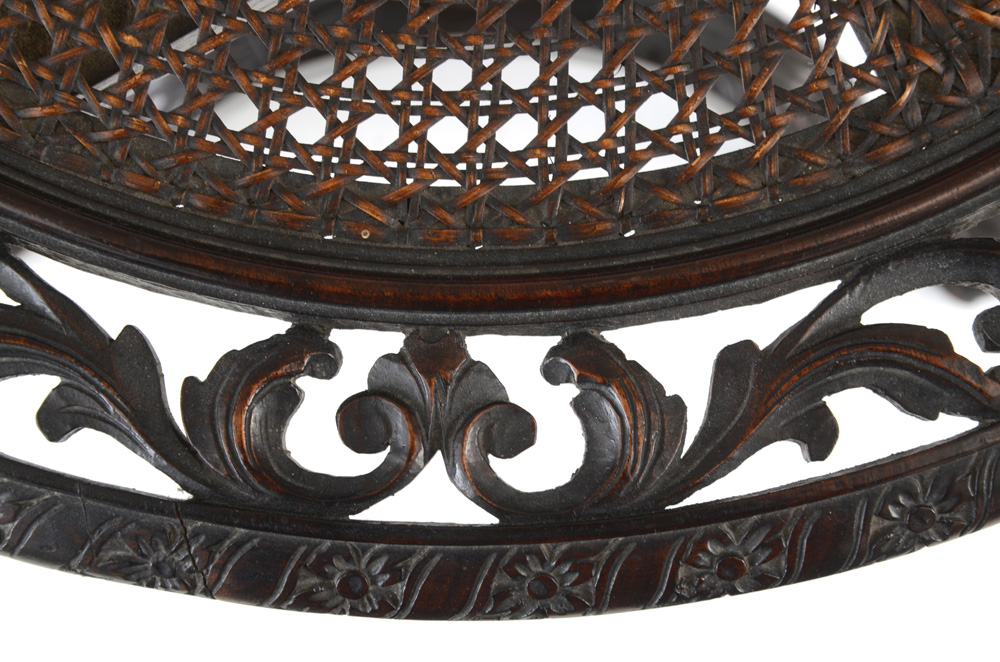 Carved Hand-Caned Accent Table
