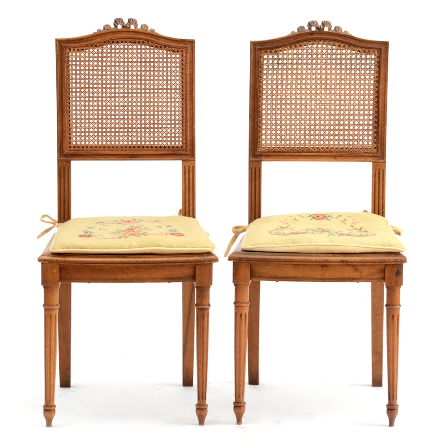 Pair of French Style Caned Side Chairs