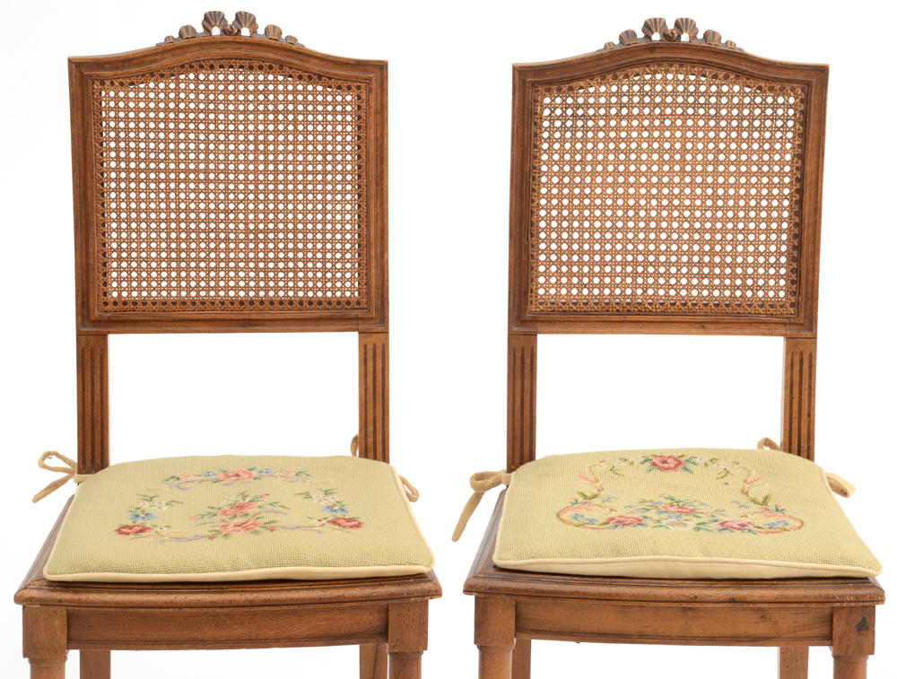 Pair of French Style Caned Side Chairs