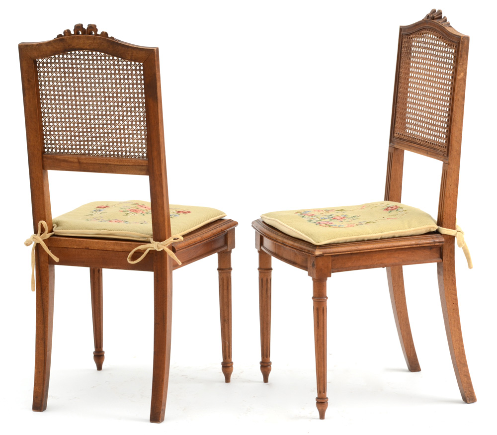 Pair of French Style Caned Side Chairs