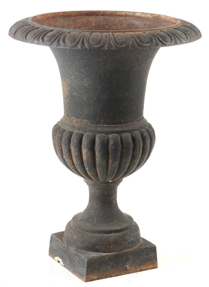 Pair of Vintage Cast Iron Urn Planters