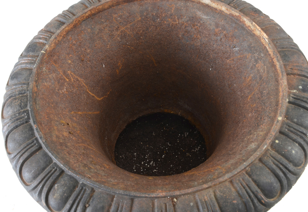 Pair of Vintage Cast Iron Urn Planters