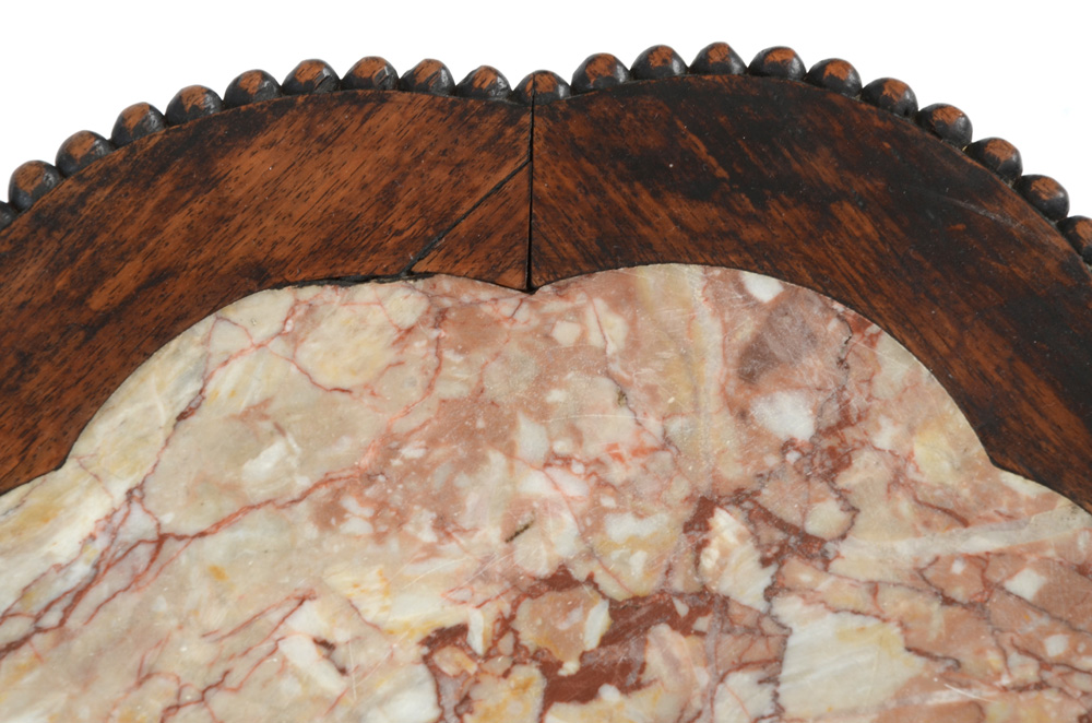 Carved Accent Table with Marble Top