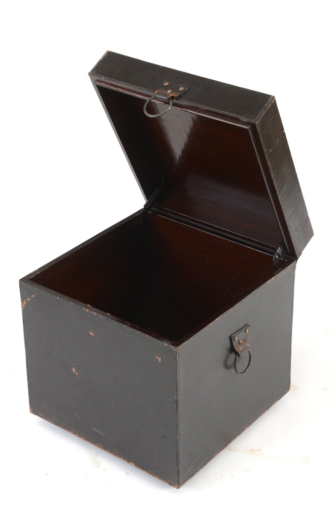 Pair of Ethan Allen Distressed Leather Box End Tables