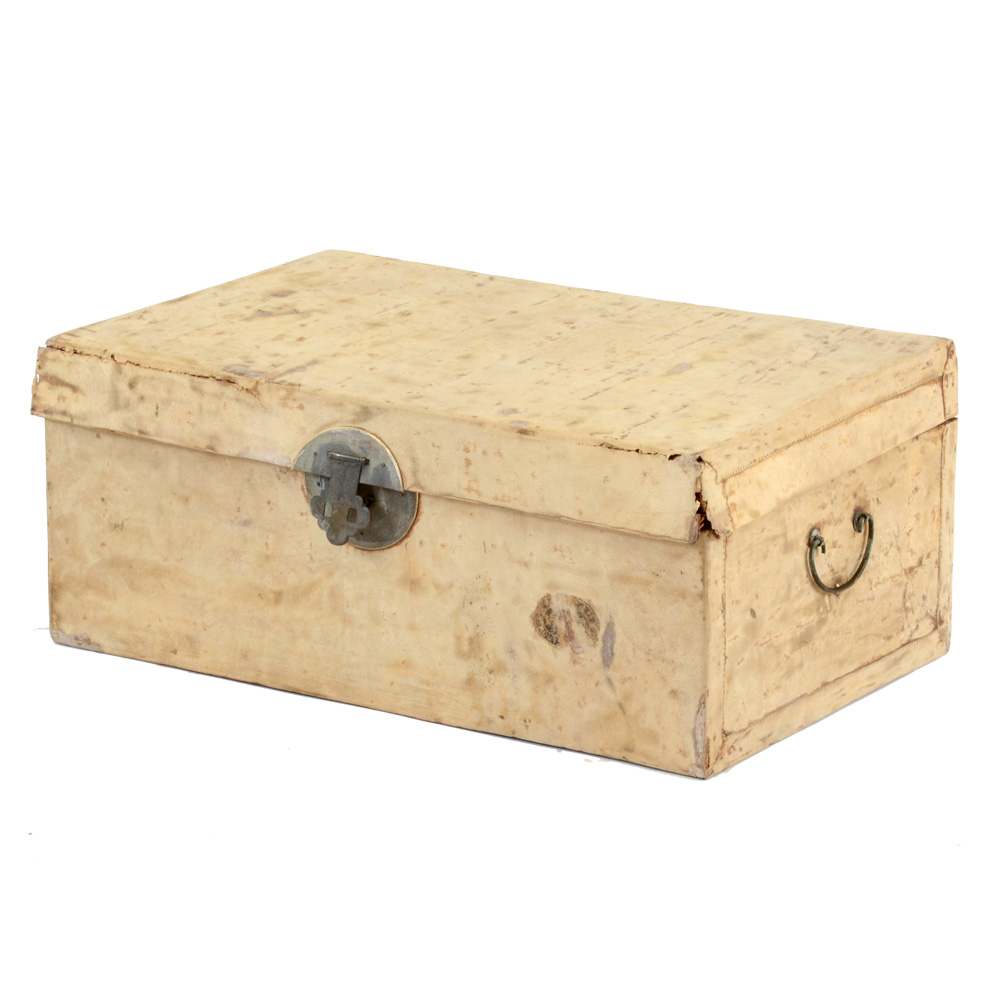 Vintage White Leather Veneered Chest