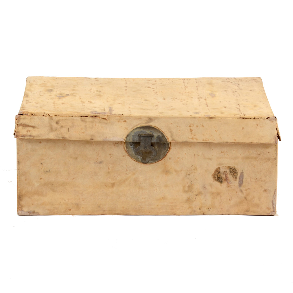 Vintage White Leather Veneered Chest