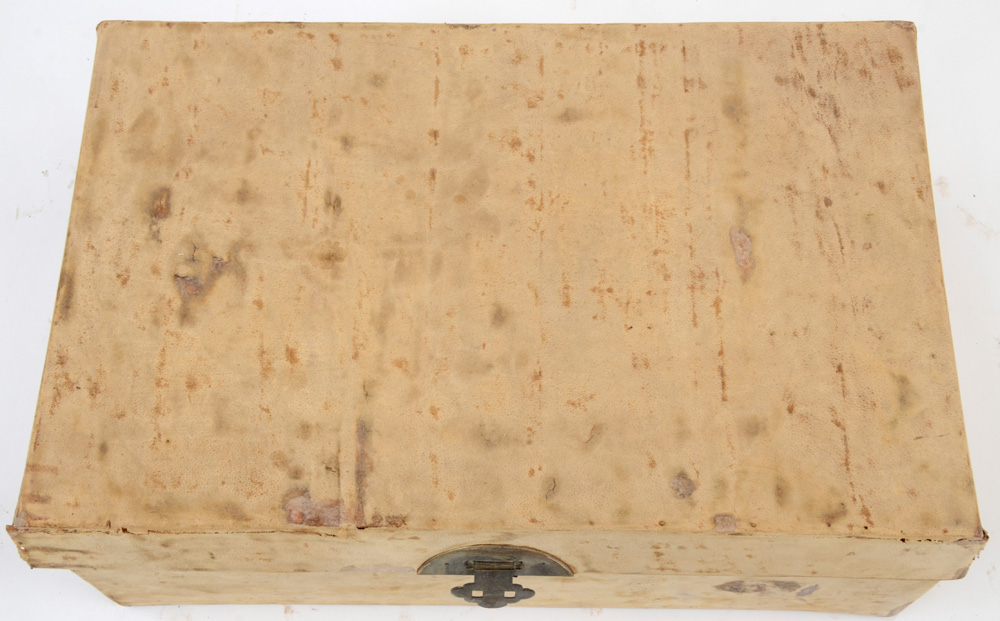 Vintage White Leather Veneered Chest