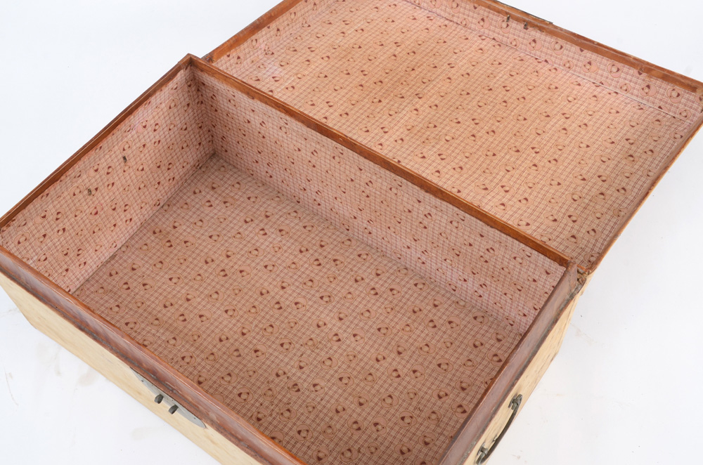 Vintage White Leather Veneered Chest