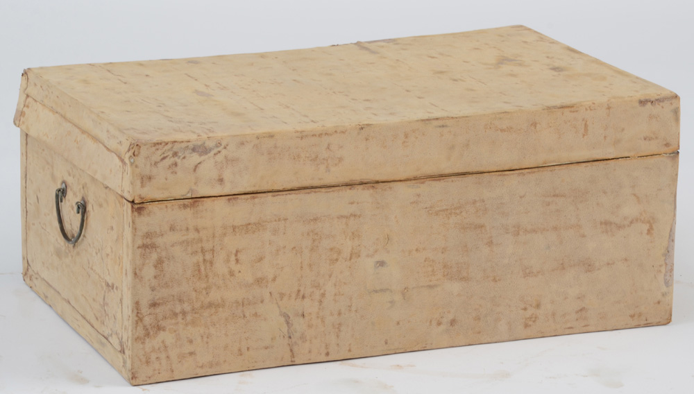 Vintage White Leather Veneered Chest