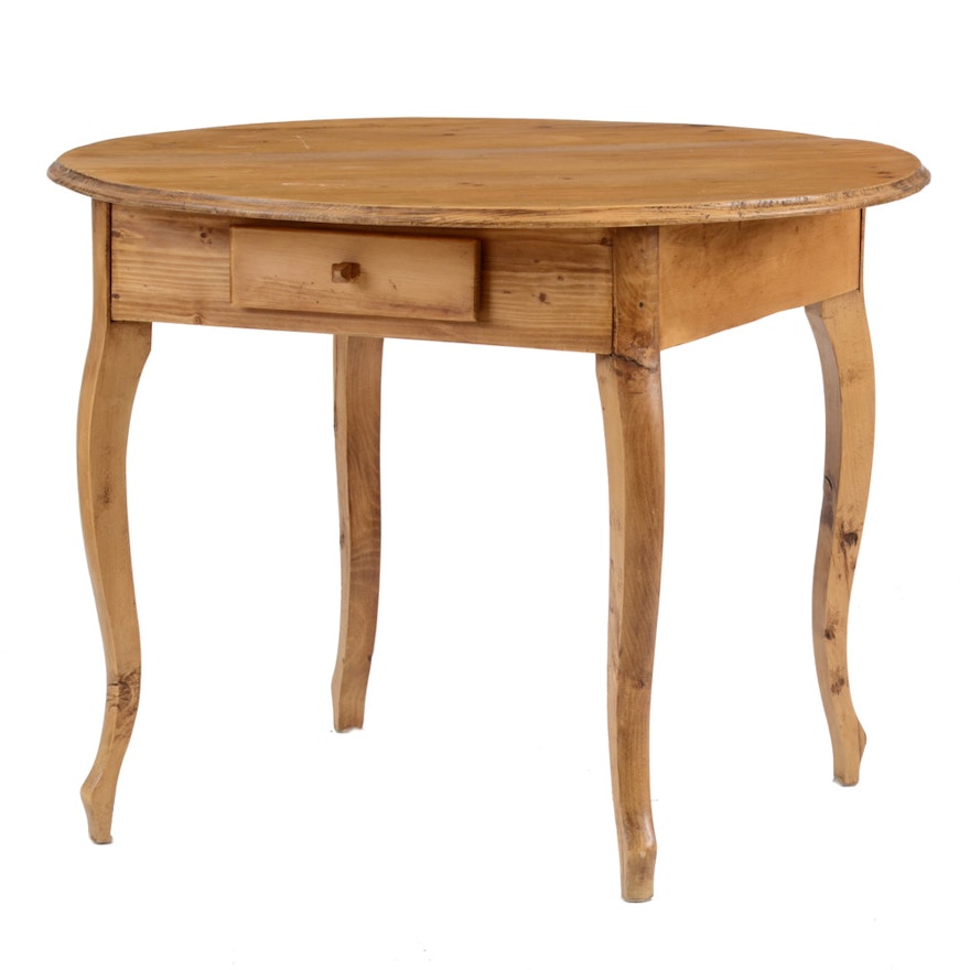 Round Waxed Pine Dining Table