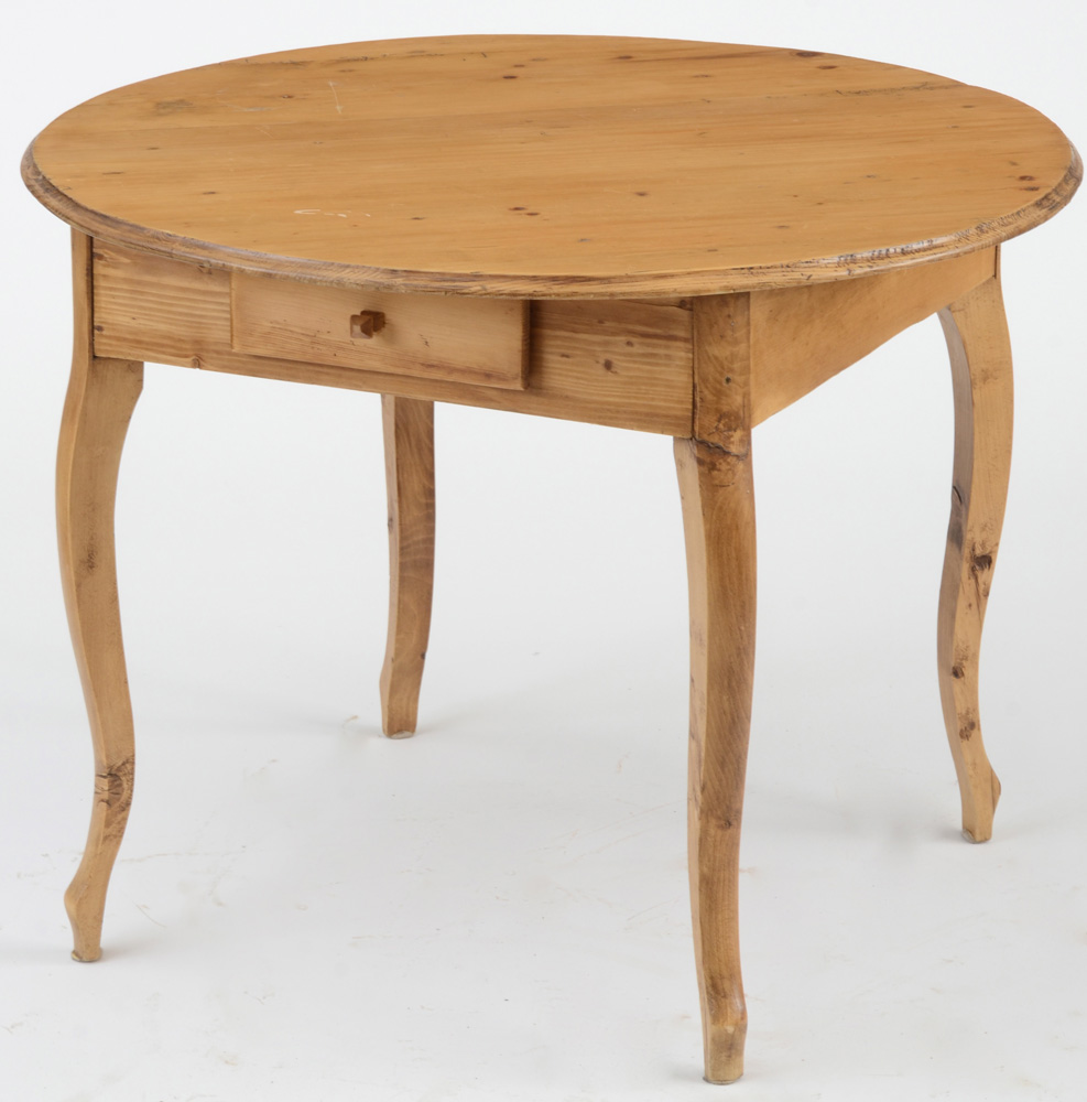 Round Waxed Pine Dining Table