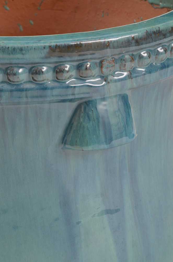 Pair of Large Turquoise Glazed Garden Planters