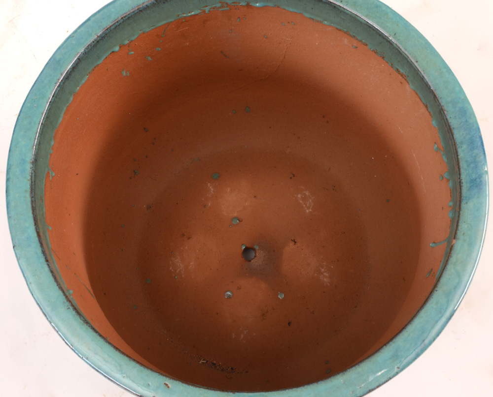 Pair of Large Turquoise Glazed Garden Planters