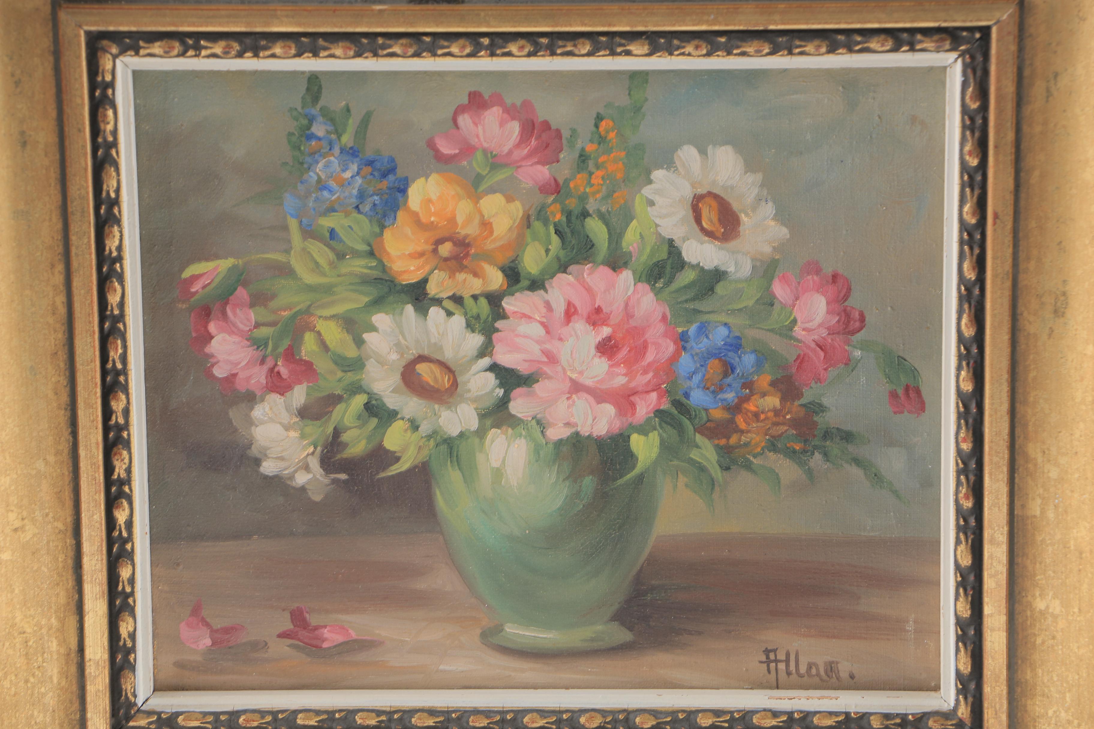 Allan Oil Painting on Canvas of Floral Arrangement