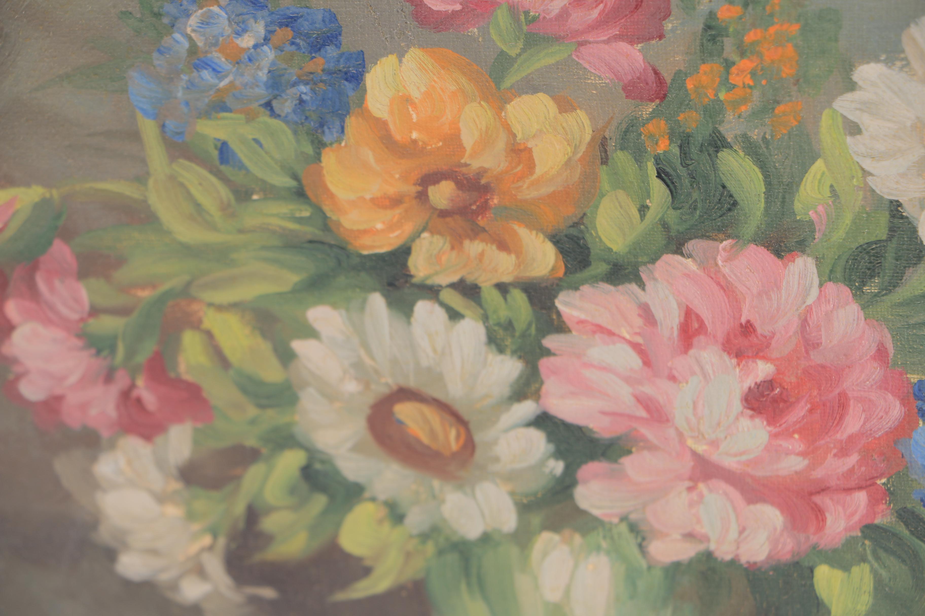 Allan Oil Painting on Canvas of Floral Arrangement