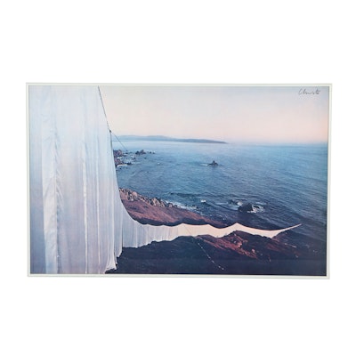 Offset Lithograph on Paper "Running Fence" Installation After Christo Offset Lithograph on Paper "Running Fence" Installation After Christo