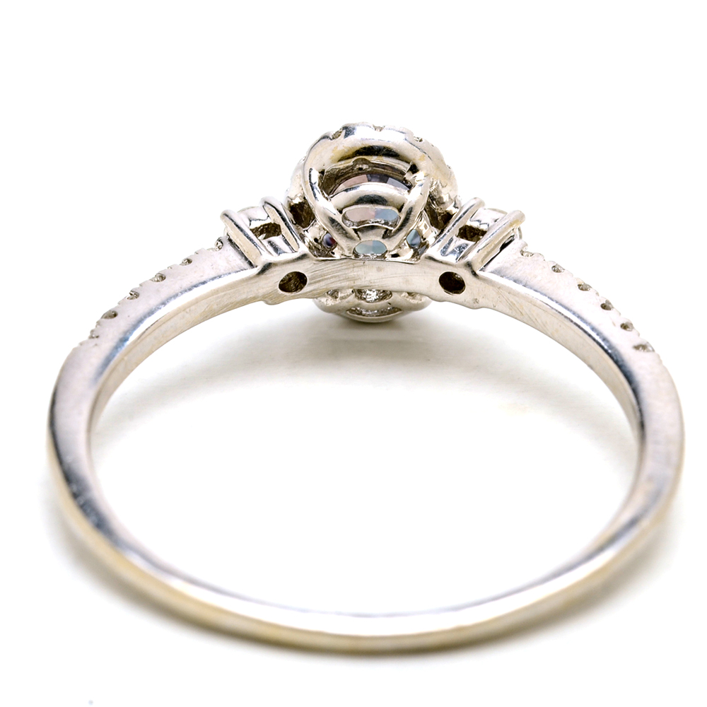 Mark Henry 18K White Gold Alexandrite Diamond Halo Ring