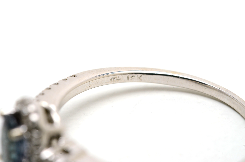 Mark Henry 18K White Gold Alexandrite Diamond Halo Ring