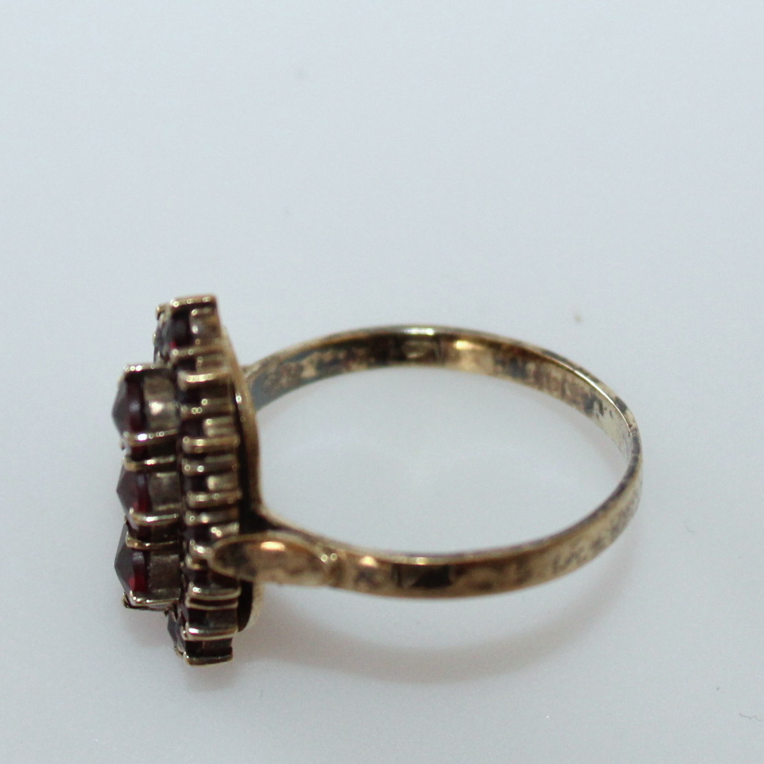 Two Silver Rings Including Victorian Bohemian Form Garnet Navette