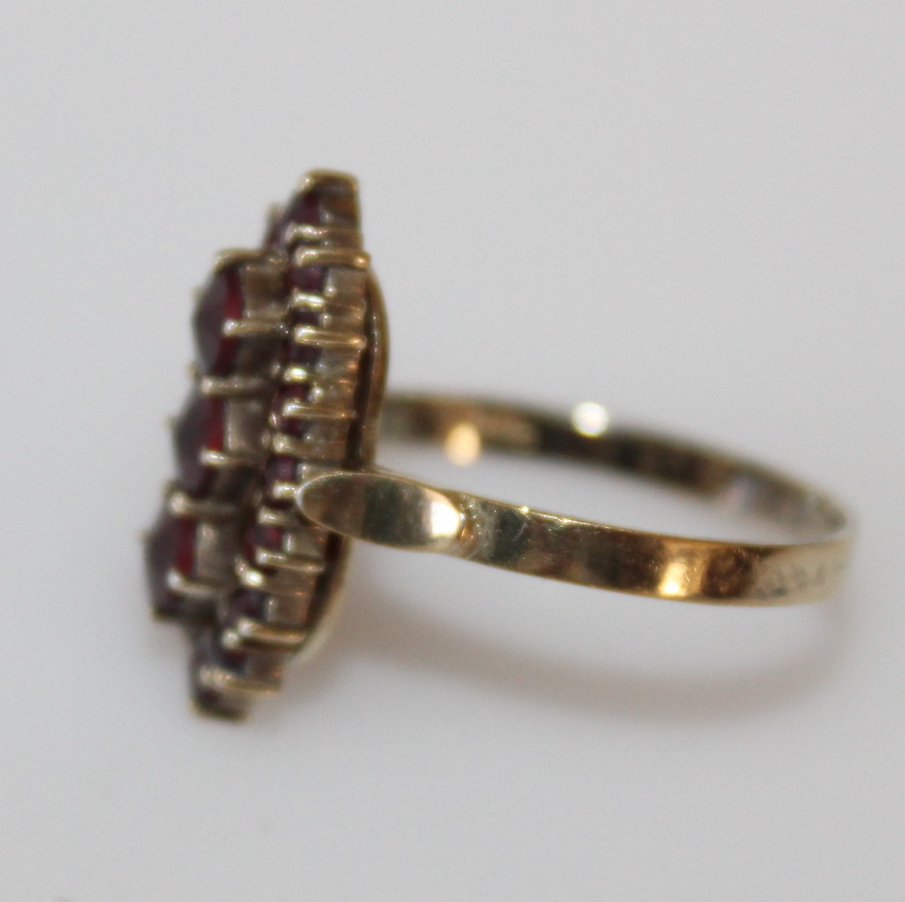 Two Silver Rings Including Victorian Bohemian Form Garnet Navette