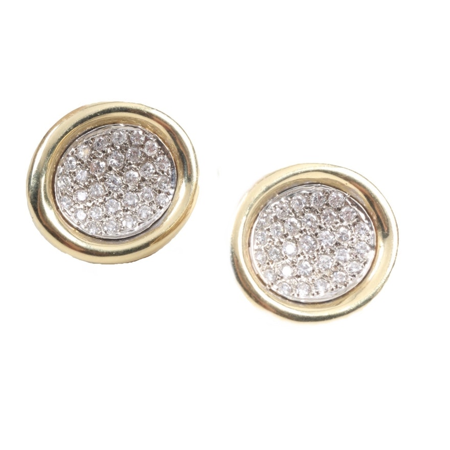 14K Yellow Gold 2.00 CTW Pavé Diamond Stud Earrings