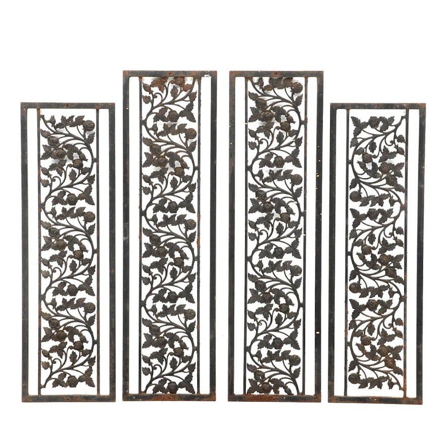 Set of Cast Iron Rose Motif Panels
