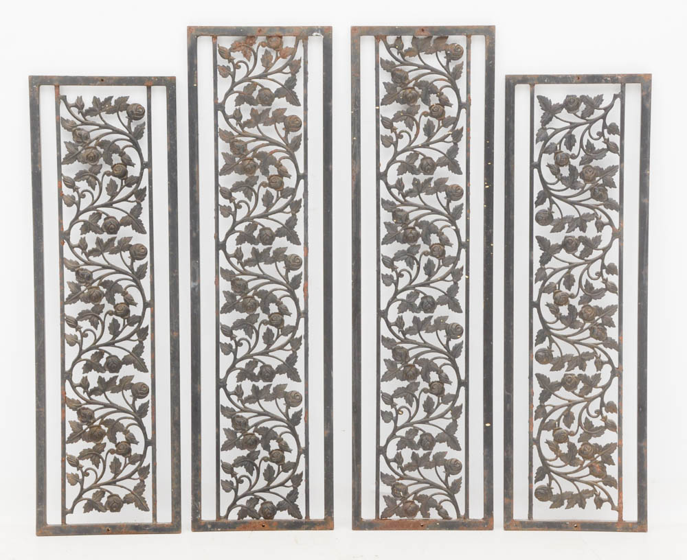 Set of Cast Iron Rose Motif Panels