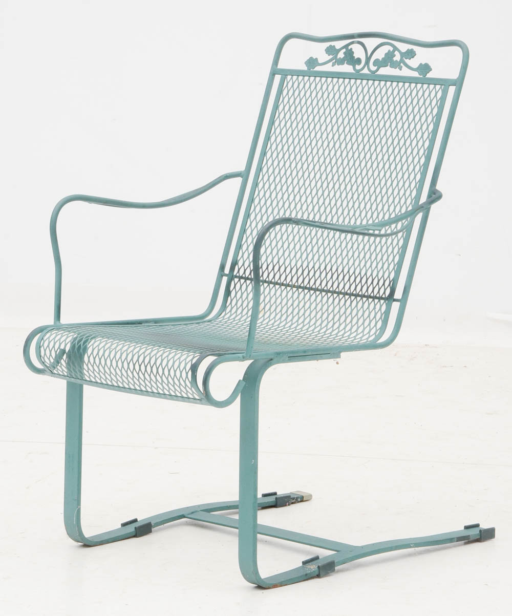 Pair of Iron Mesh Patio Arm Chairs