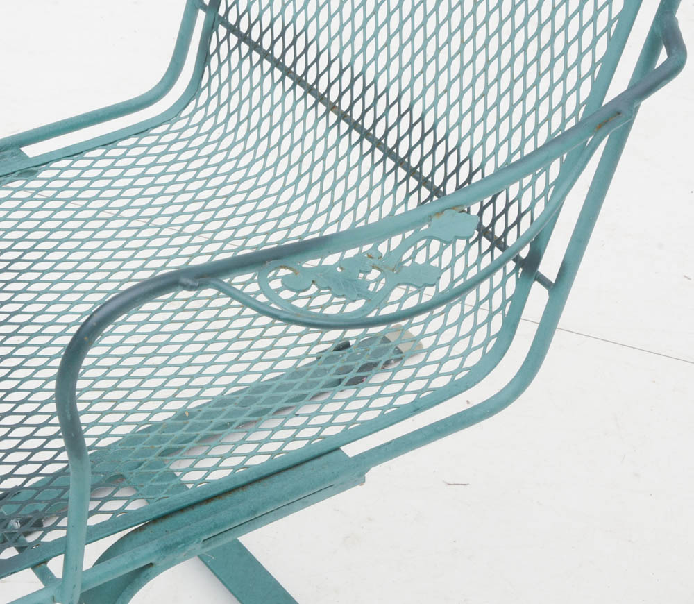 Pair of Iron Mesh Patio Arm Chairs