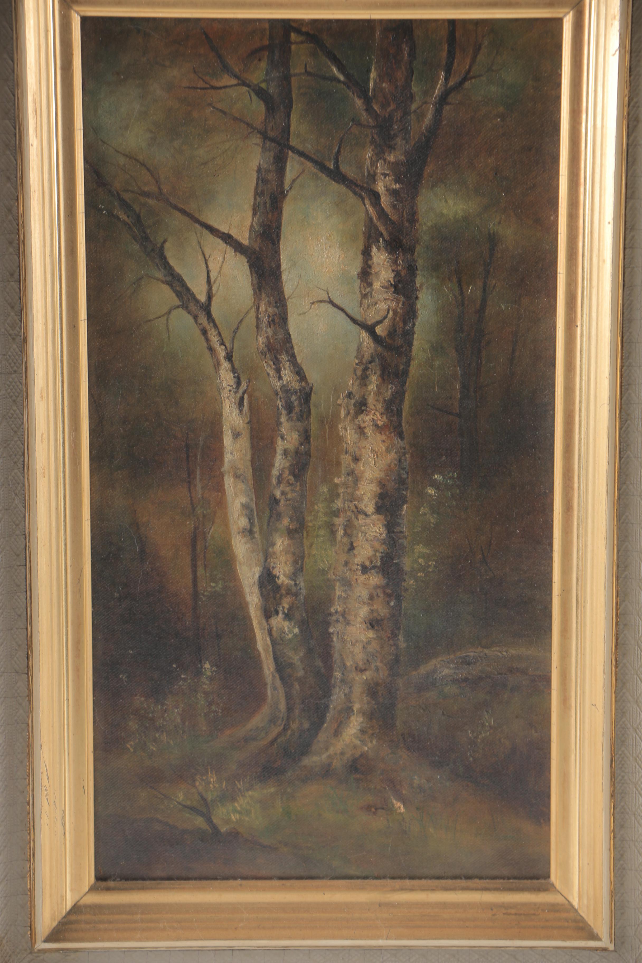 Original Oil on Canvas Painting of Woodland Scene