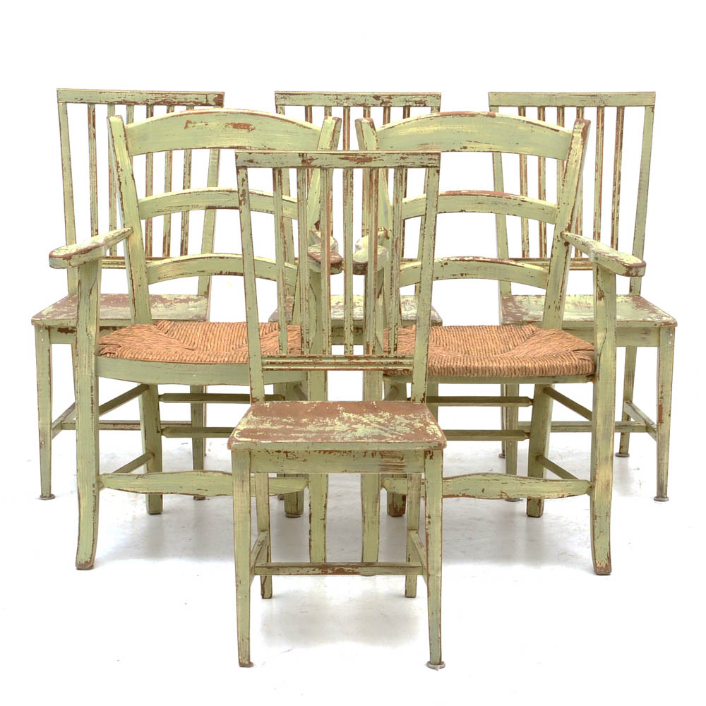 Set of Six Crate and Barrel French Provincial Style Dining Chairs