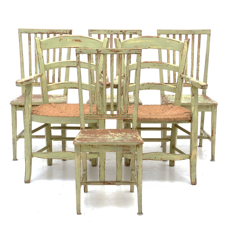 Set of Six Crate and Barrel French Provincial Style Dining Chairs